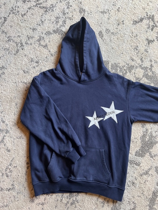 Aelfric Eden Tops - Aelfric Eden Navy Blue Hoodie with White Star Graphic